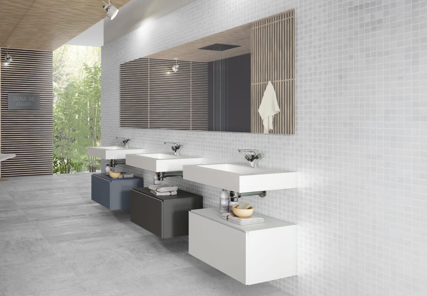 Conjunto mueble de baño con lavabo Solid y cajonera Nomad Viso ambiente 14