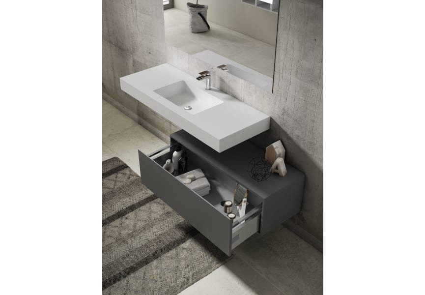 Conjunto mueble de baño con lavabo Solid y cajonera Nomad Viso Bath detalle 1