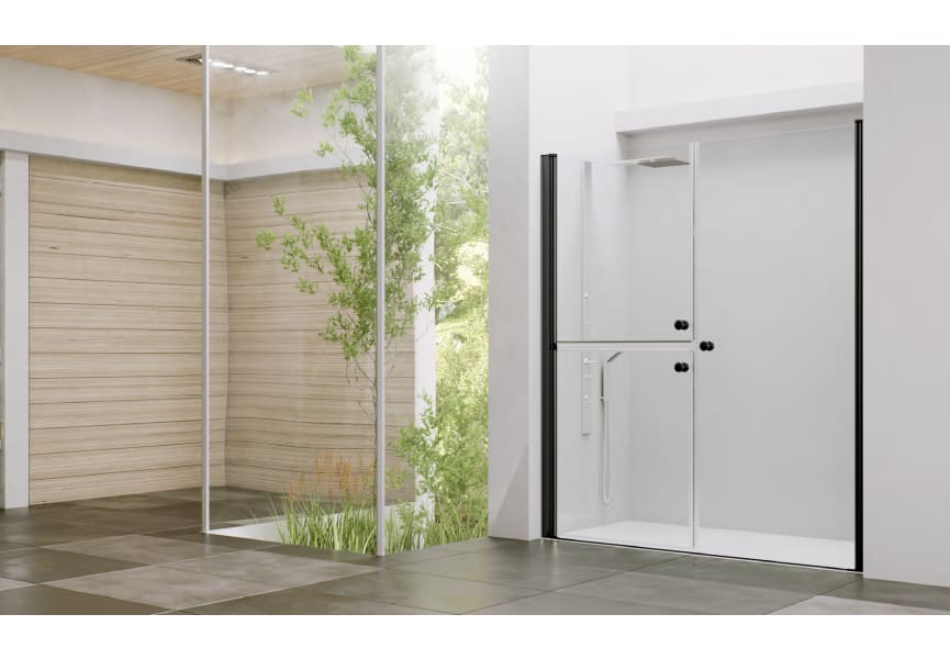 Mampara ducha frontal 3 hojas abatibles + puerta BOGOTÁ