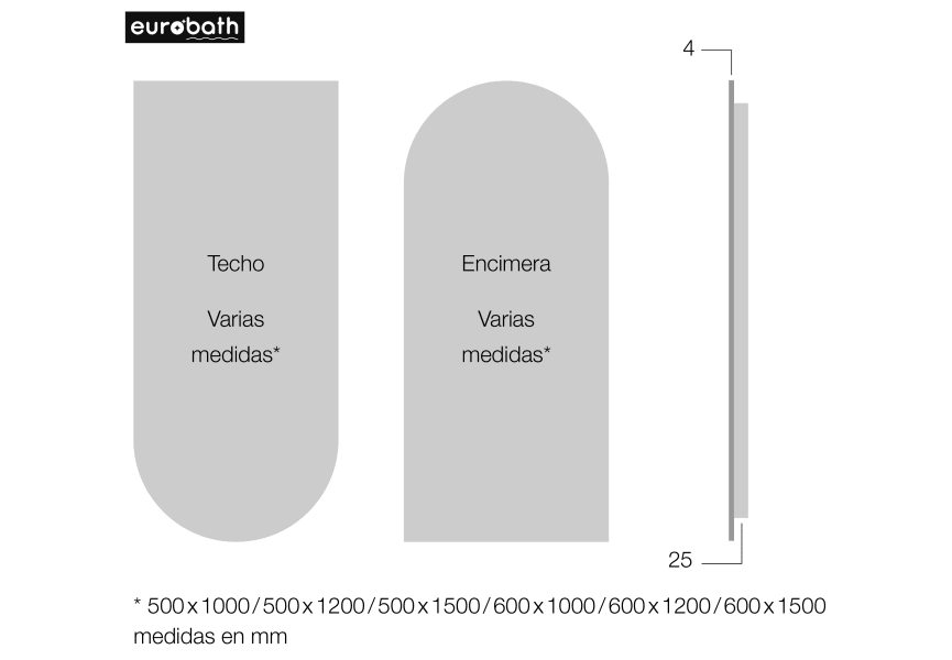 Espejo de baño con luz LED Mauricio de Eurobath croquis 5