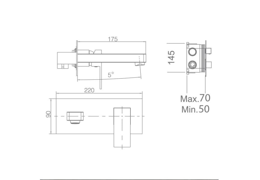 Grifo de lavabo empotrado Suiza Imex croquis 6