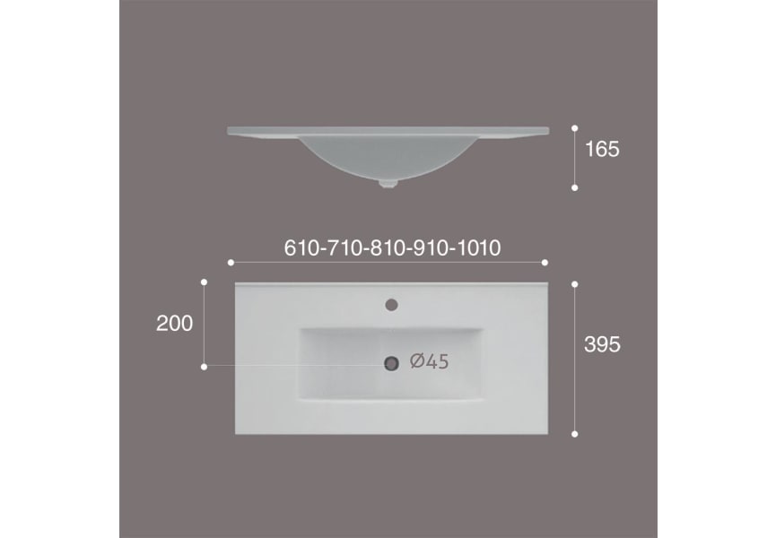 Lavabo encastrado Fondo reducido Thin Art and Bath croquis 1