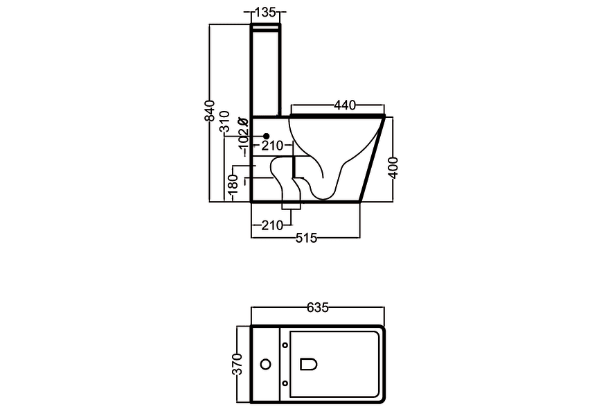 Pack inodoro + bidé Square Bruntec croquis 6