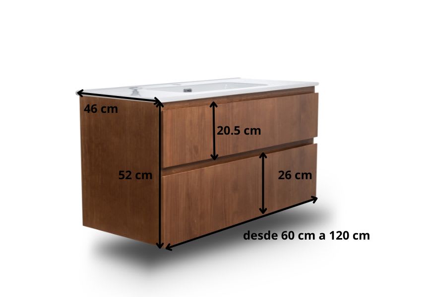 Conjunto de mueble de baño de madera maciza Alpes 17 Bruntec croquis 9