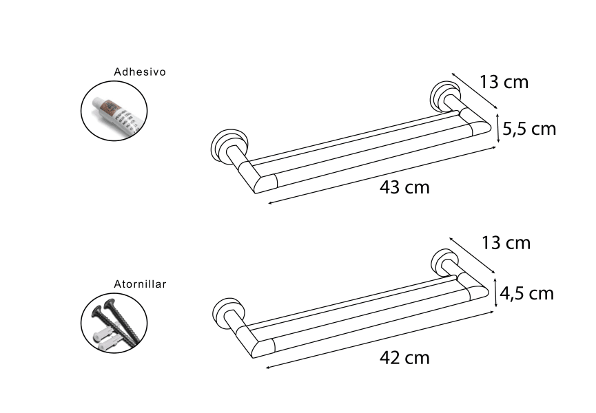 Toallero de baño doble Tau Mediterránea del baño croquis 1