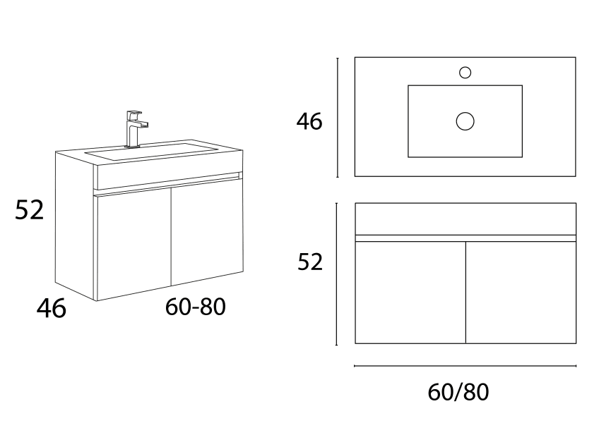 Conjunto mueble de baño Río Inve croquis 2