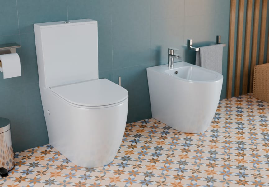 Pack inodoro + bidé Elba Fossil Natura blanco mate ambiente 5