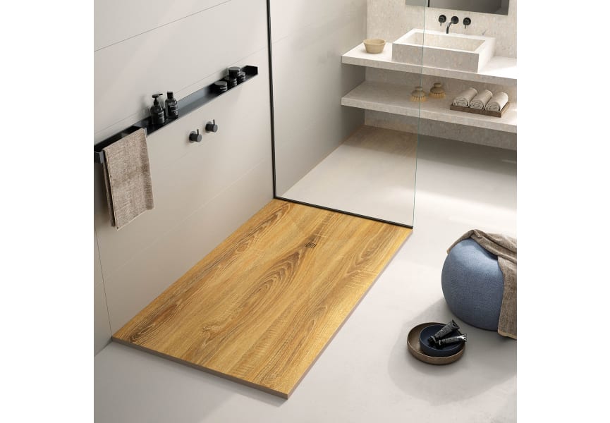 Platos de ducha de resina decorado Stone 3D Madera Bruntec principal 0