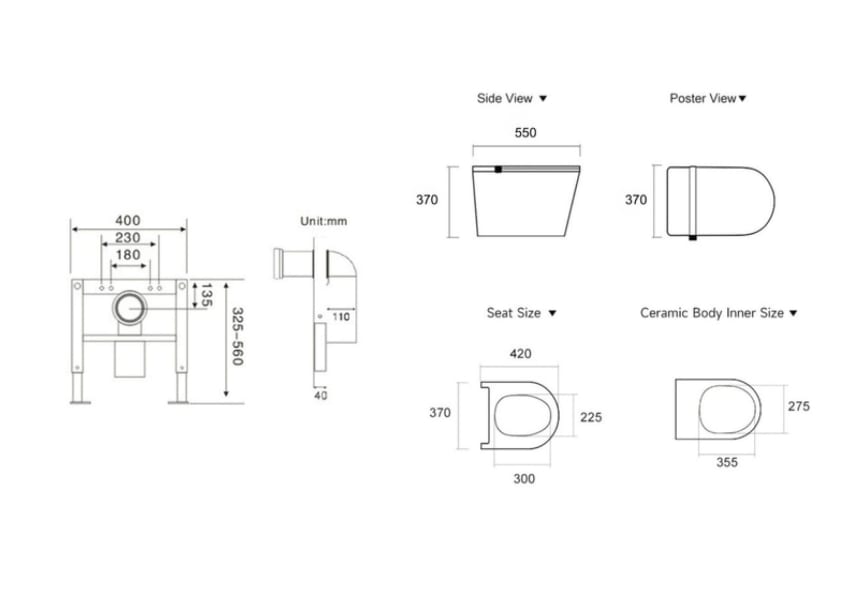 Inodoro japonés inteligente Ianna Se Nashi croquis 8