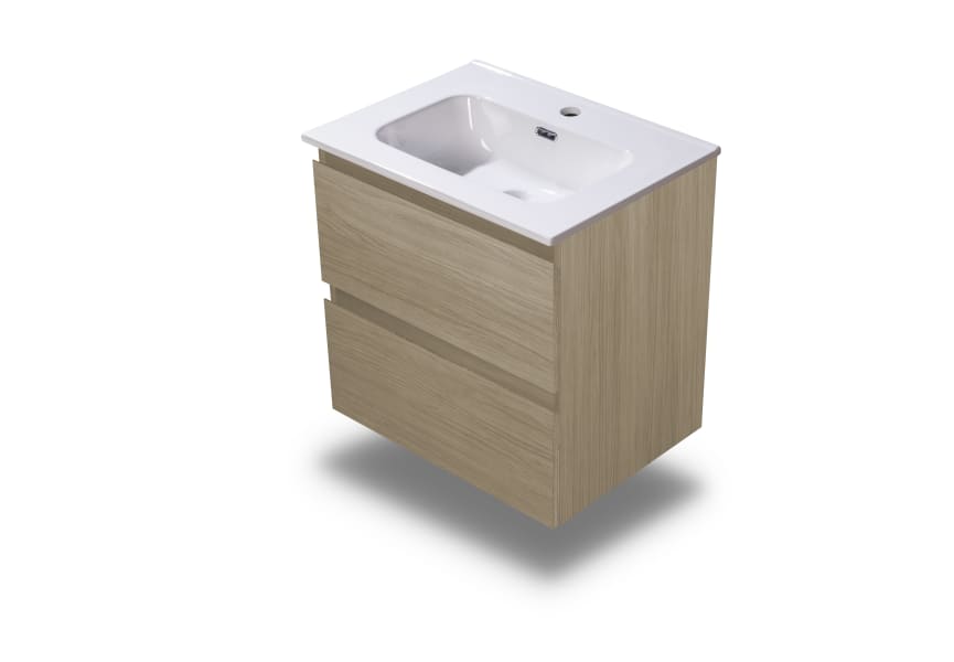 Conjunto de mueble de baño pequeño Nivo Bruntec 2 cajones suspendido detalle 5