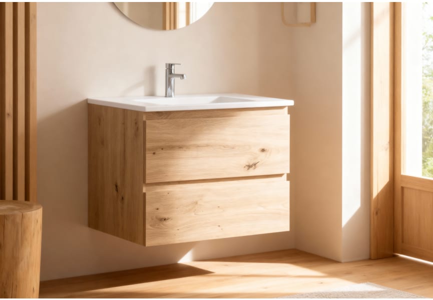 Conjunto de mueble de baño pequeño Nivo Bruntec 2 cajones suspendido principal 0