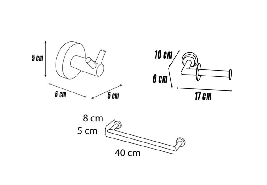 Conjunto de accesorios de baño Bahía Mediterránea croquis 5