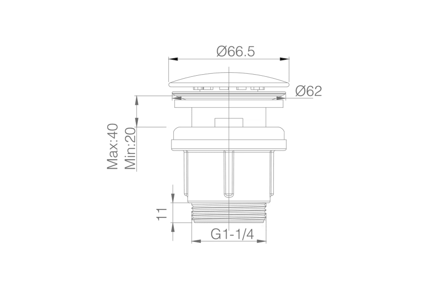 Válvula de lavabo click clack Imex croquis 5