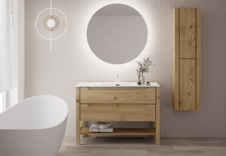 Conjunto de mueble de baño de madera maciza Laponia Bruntec principal 1