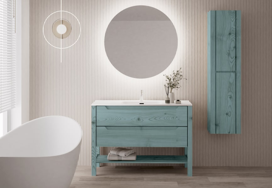 Conjunto de mueble de baño de madera maciza Laponia Bruntec principal 2