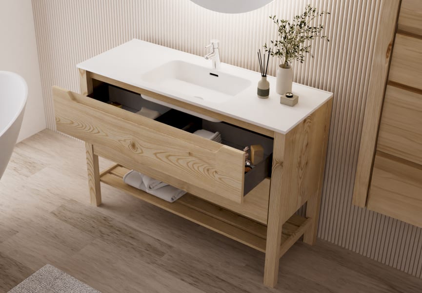 Conjunto de mueble de baño de madera maciza Laponia Bruntec detalle 4