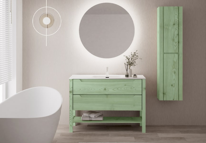 Conjunto de mueble de baño de madera maciza Laponia Bruntec principal 3