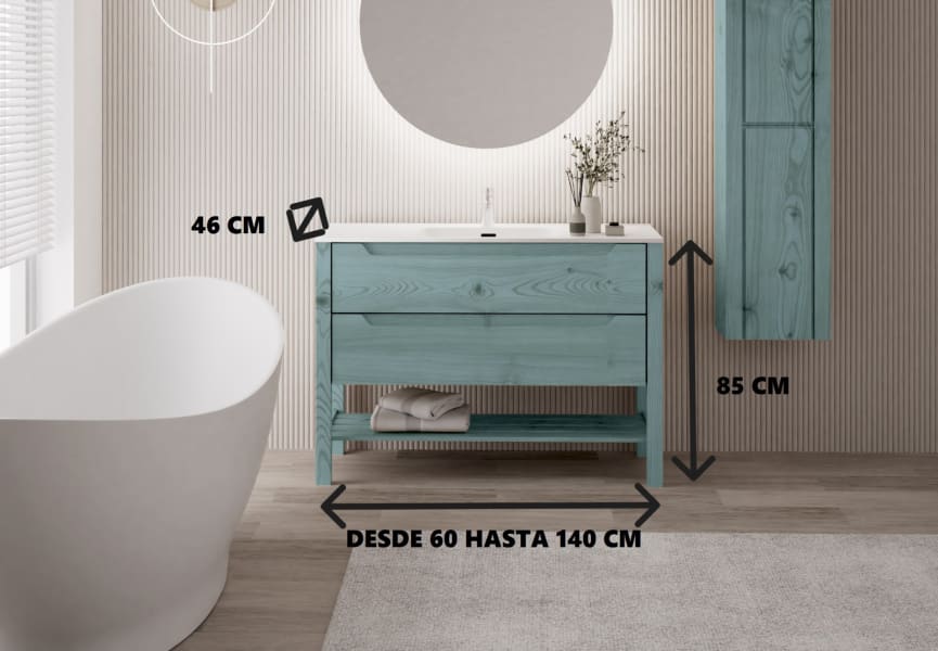 Conjunto de mueble de baño de madera maciza Laponia Bruntec croquis 6