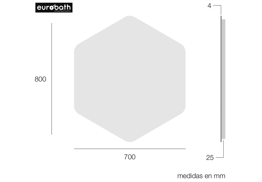 Espejo de baño con luz LED Azores de Eurobath Croquis 4