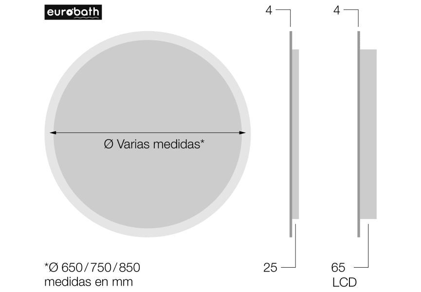 Espejo de baño con luz LED Capri Eurobath croquis 3