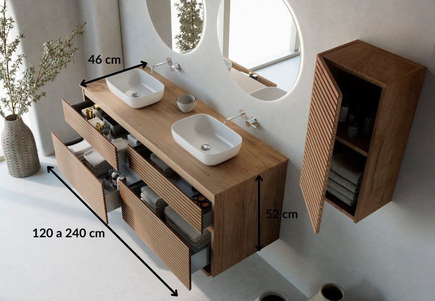 Mueble de baño con encimera de madera Palilleria Horizontal Alpes 9 Bruntec croquis 4
