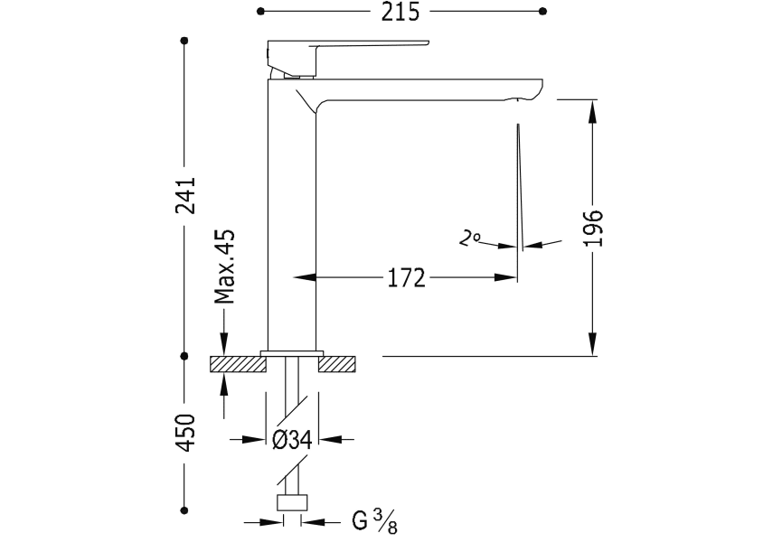 Grifo de lavabo Loft Tres croquis 1