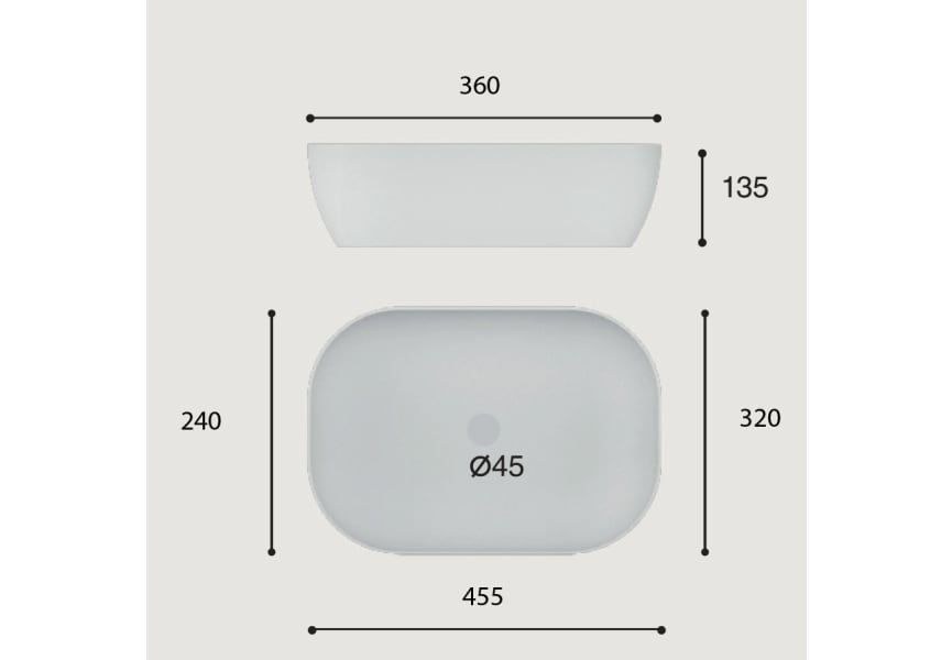 Lavabo sobre encimera Orta Art and Bath croquis 1