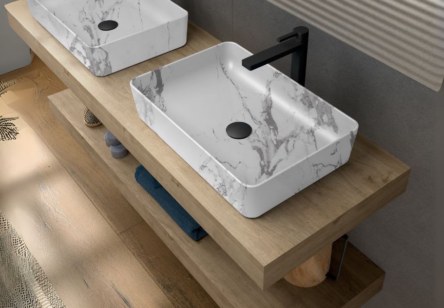 Lavabo sobre encimera Curazao Coycama detalle 3