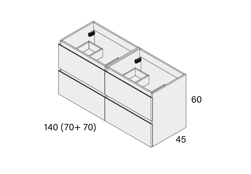 Conjunto mueble de baño grande Roma 4 cajones 140 cm Bruntec