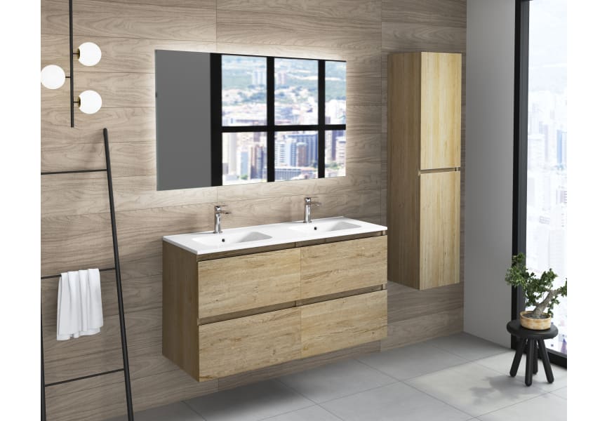 Mueble de baño Boston 2 cajones con encimera de madera Bruntec