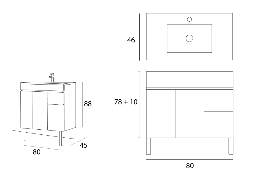 Conjunto mueble de baño Río Inve croquis 5
