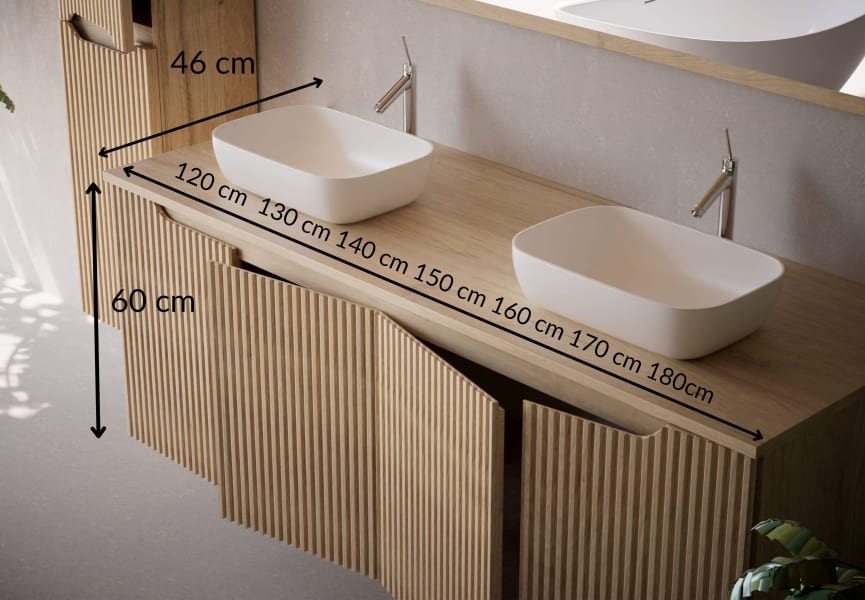 Mueble de baño con encimera de madera maciza Alpes 15 Bruntec croquis 3