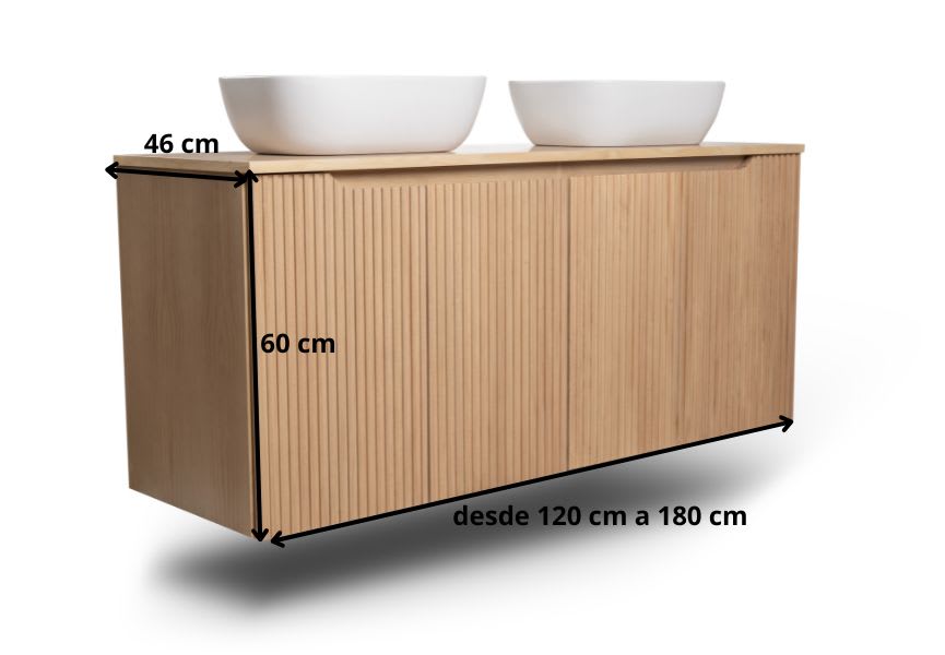 Mueble de baño con encimera de madera maciza Alpes 15 Bruntec croquis 8