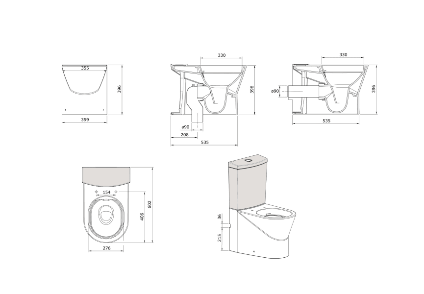 Pack inodoro + bide Urb.y Unisan Sanindusa croquis 8
