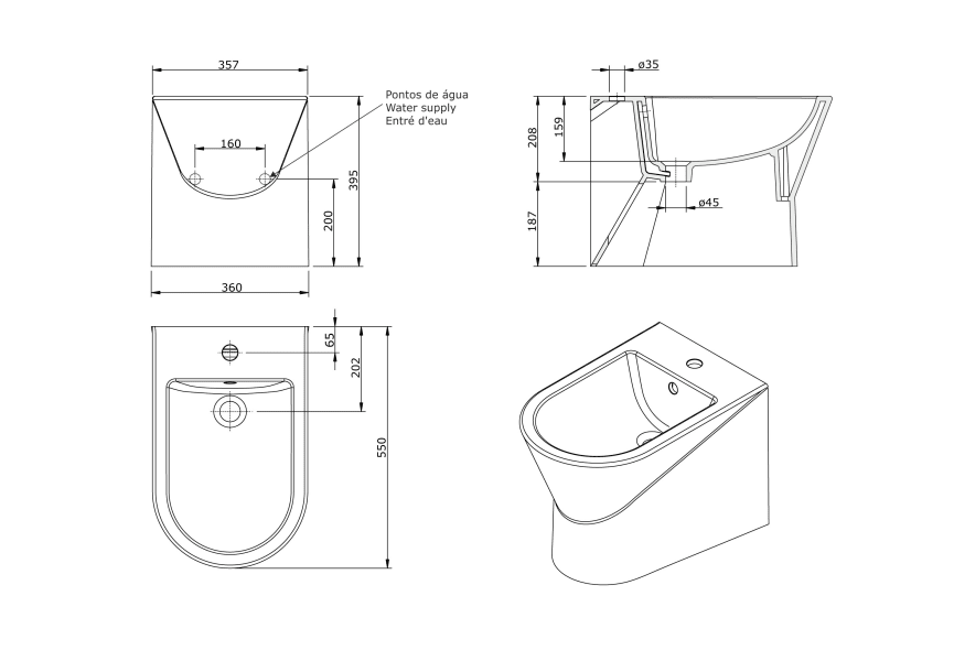 Pack inodoro + bide Urb.y Unisan Sanindusa croquis 9