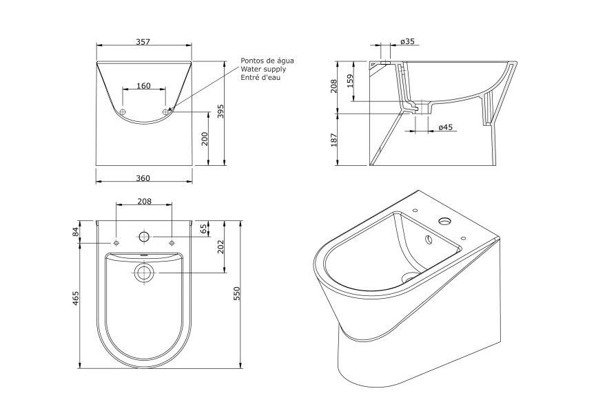 Pack inodoro + bide Urb.y Unisan Sanindusa croquis 10