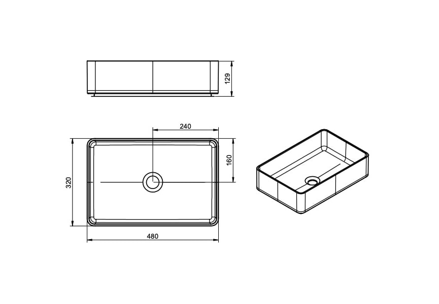 Lavabo sobre encimera Quadro Viso croquis 2