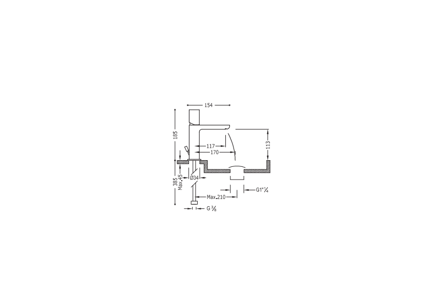 Grifo de lavabo  Loft Tres croquis 1