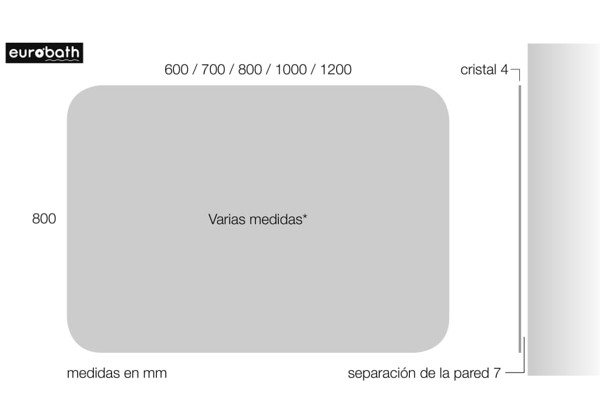 Espejo de baño Palaos, Eurobath croquis 2