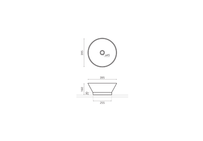 Lavabo sobre encimera Etna Calacatta Bathco croquis 3