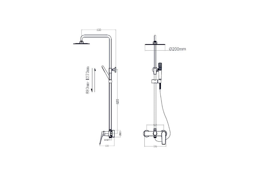 Conjunto de ducha Delos de Imex croquis 4