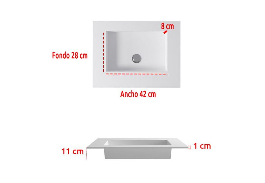 Lavabo encastrado Miami Bruntec croquis 1