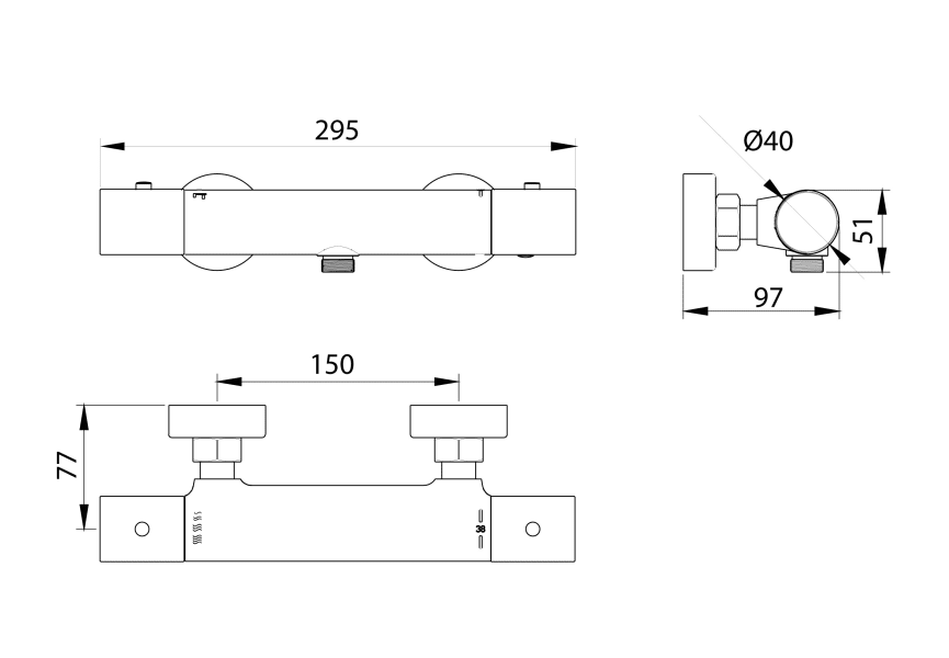 Grifo de ducha Monza de Imex croquis 16