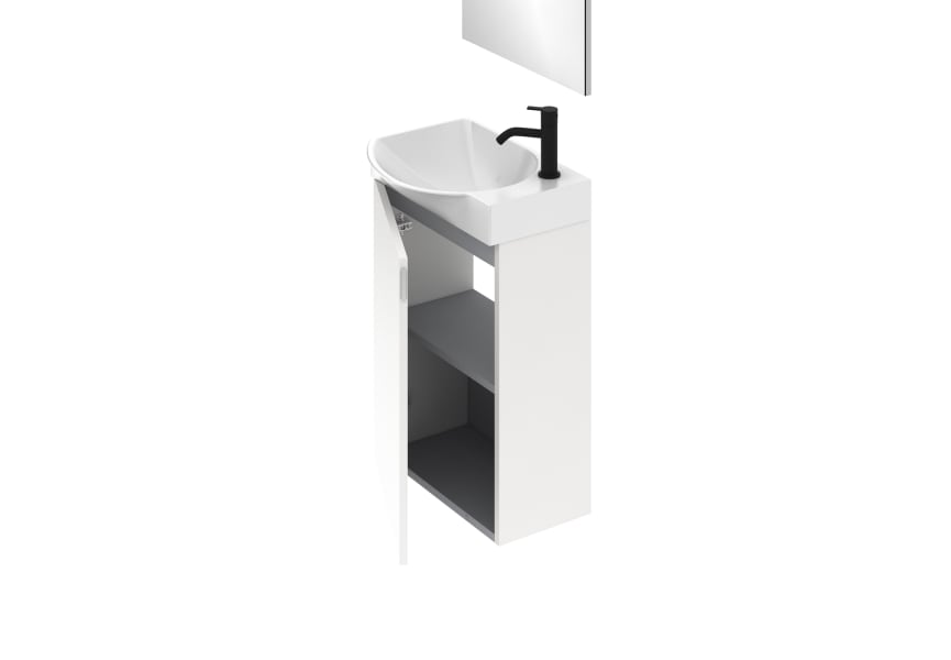 Conjunto completo mueble de baño fondo reducido 34 cm Mika Amizuva 3d 10