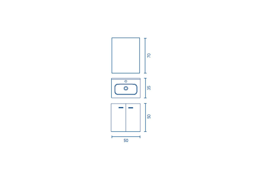 Conjunto completo mueble de baño fondo reducido 35 cm Aneko Amizuva croquis 11