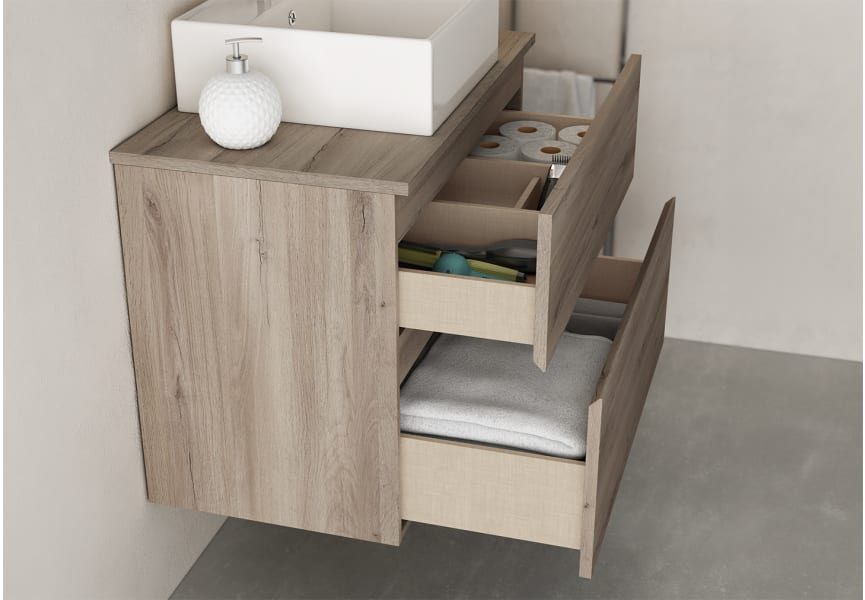 Mueble de baño con encimera de madera Zeus Bruntec detalle 1