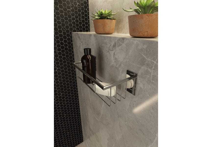 Estante rectangular para baño con diseño moderno fabricado en PVC