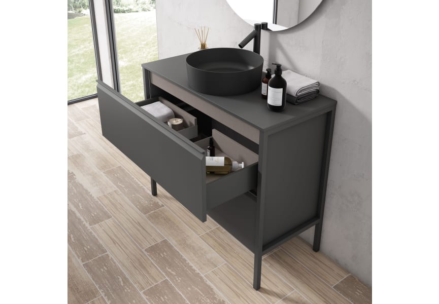 Mueble de baño con encimera de cargas minerales Icon Visobath detalle 5