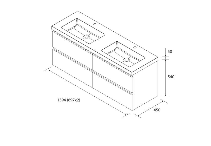 Conjunto mueble de baño Bequia Salgar croquis 9