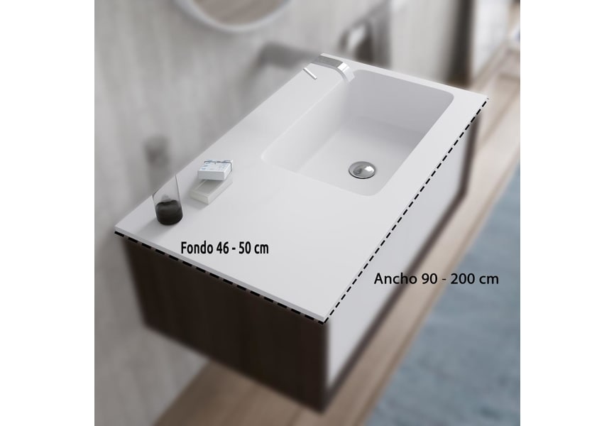 Lavabo suspendido Bruntec SENO CENTRADO con faldón Solid Surface Berlín